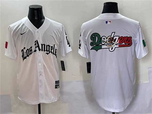 Men%27s Los Angeles Dodgers Team Big Logo White Mexico 2025 LA Gothic Style With Fernando Patch Vapor Premier Limited Stitched Jersey->los angeles dodgers->MLB Jersey